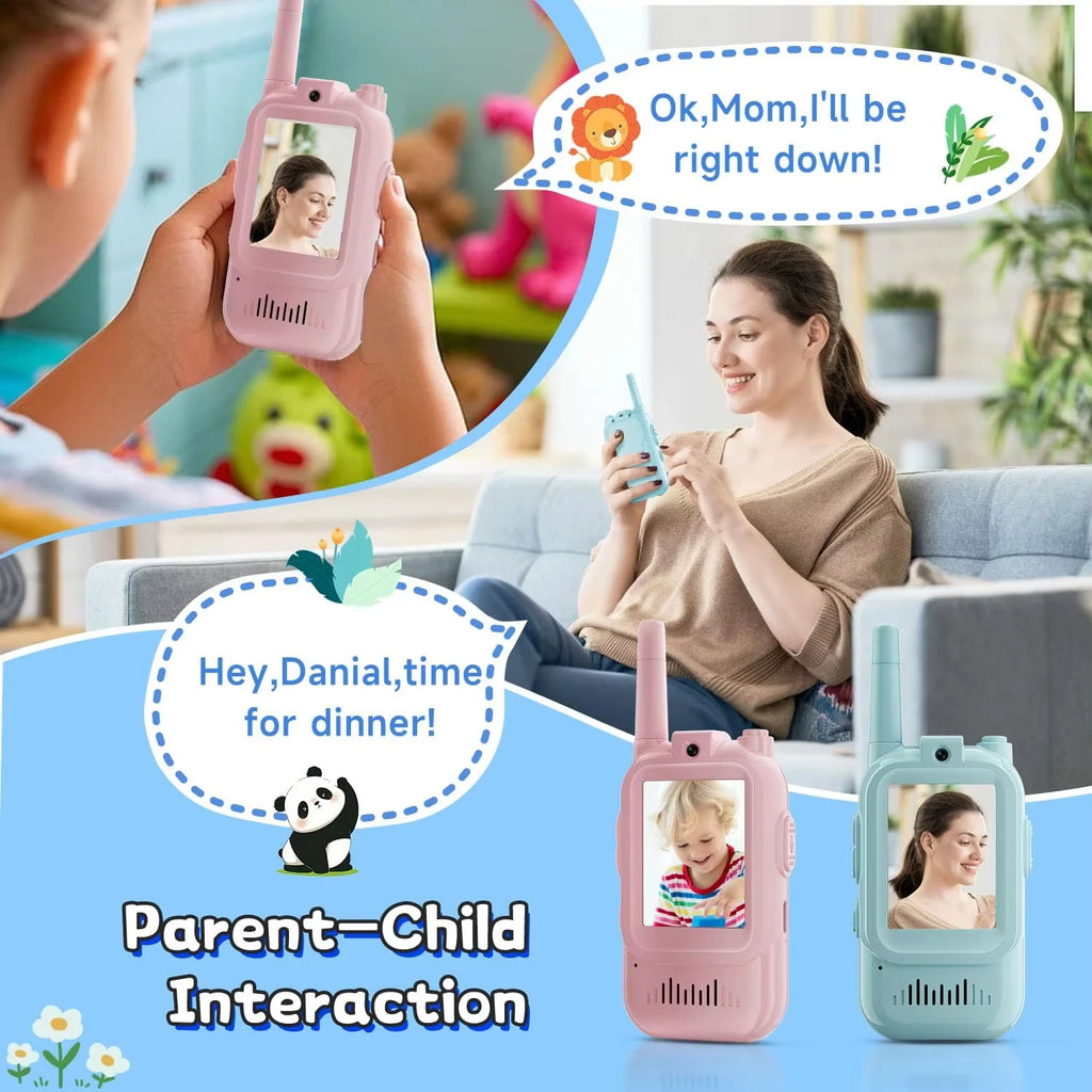 Magecam Video Walkie Talkies for Kids 2 Pack Rechargeable Intercom Walkie-talkie 2 Screen One-Click Call Child Video Intercom