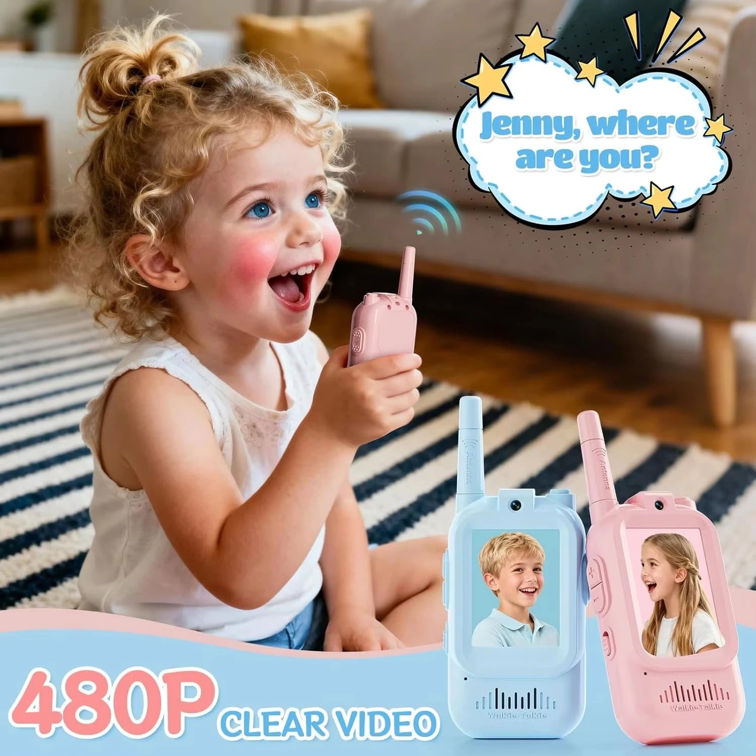 Magecam Video Walkie Talkies for Kids 2 Pack Rechargeable Intercom Walkie-talkie 2 Screen One-Click Call Child Video Intercom