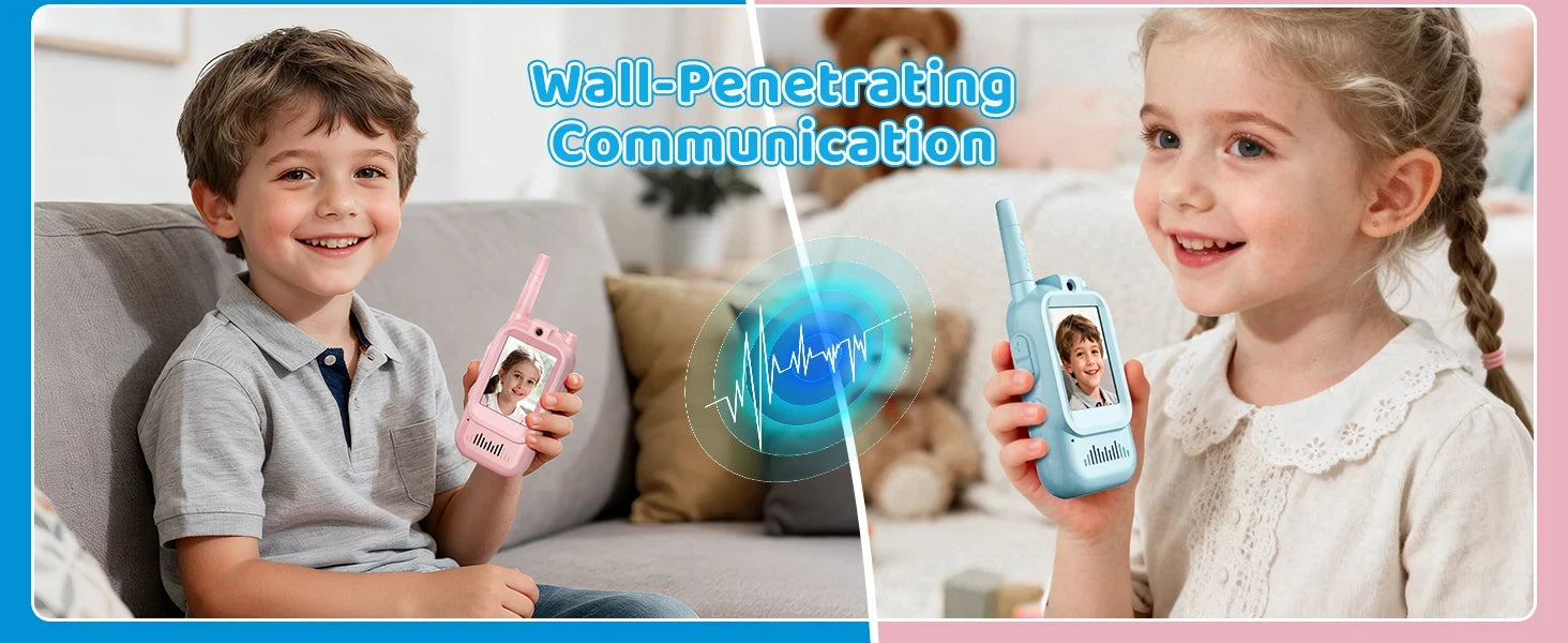 Magecam Video Walkie Talkies for Kids 2 Pack Rechargeable Intercom Walkie-talkie 2 Screen One-Click Call Child Video Intercom