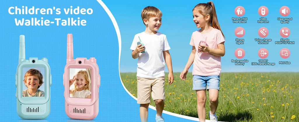 Magecam Video Walkie Talkies for Kids 2 Pack Rechargeable Intercom Walkie-talkie 2 Screen One-Click Call Child Video Intercom