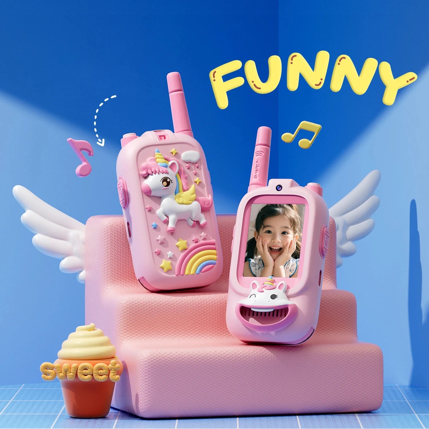 Magecam Video Walkie Talkies for Kids 2 Pack Rechargeable Intercom Walkie-talkie 2 Screen One-Click Call Child Video Intercom